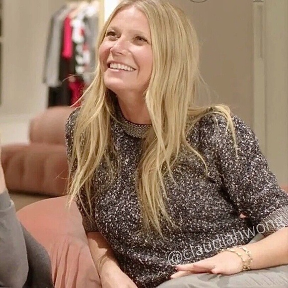 New GWYN Aura Tweed Merino Wool Puff Sleeve Sweater in Fog Grey - Picture 13 of 13